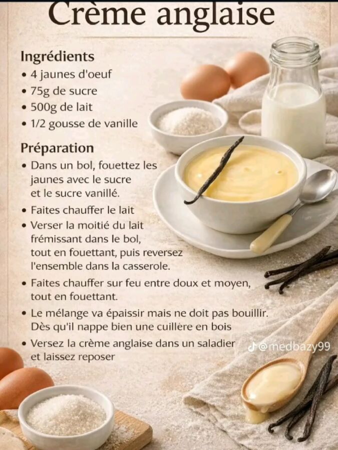 Recette gourmande avec crème anglaise