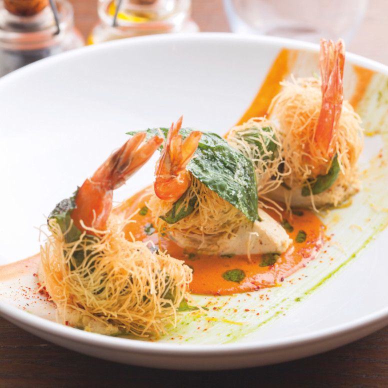 Assiette gambas chef étoilé