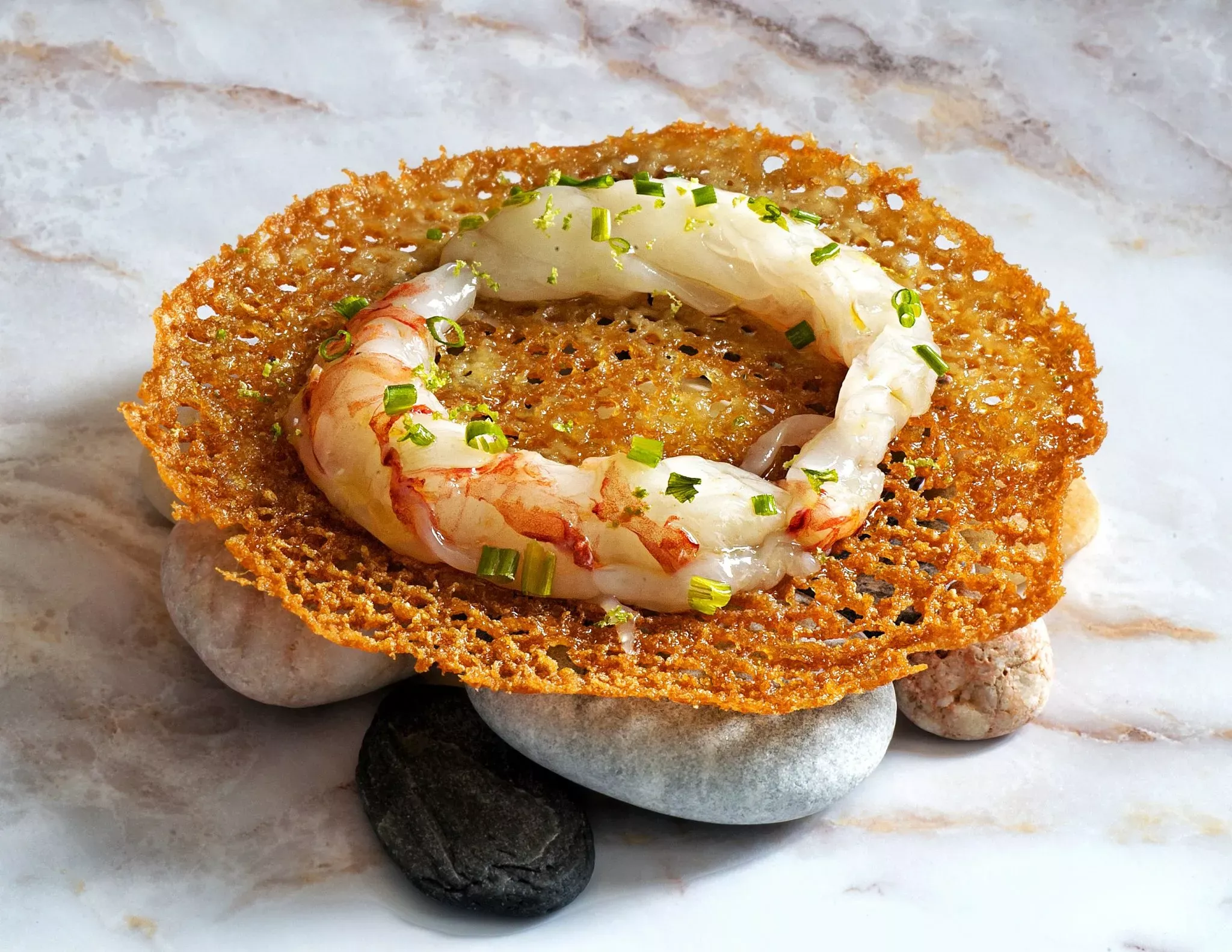 Assiette gambas chef étoilé