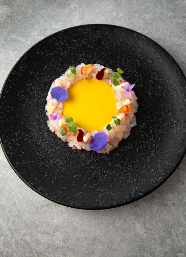 Assiette gambas chef étoilé