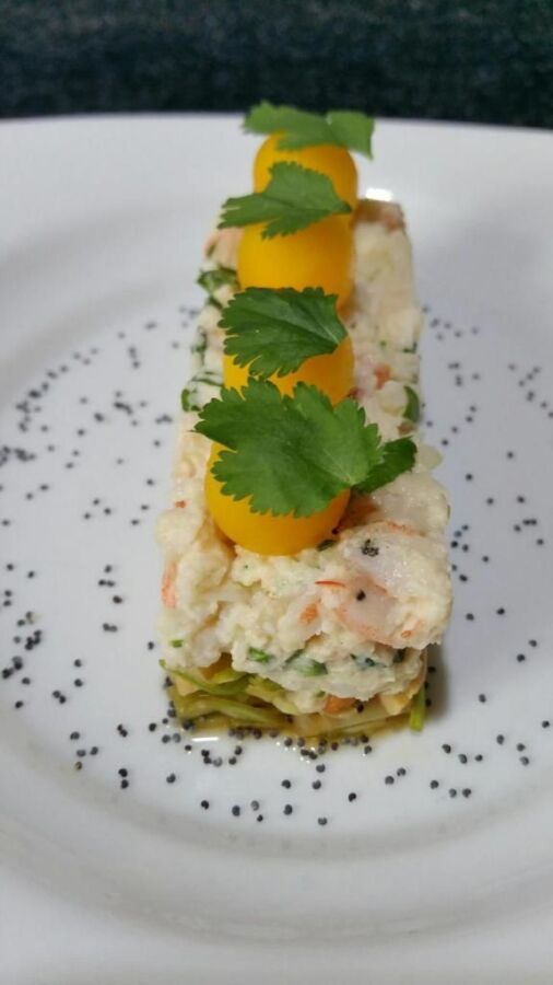 Assiette gambas chef étoilé