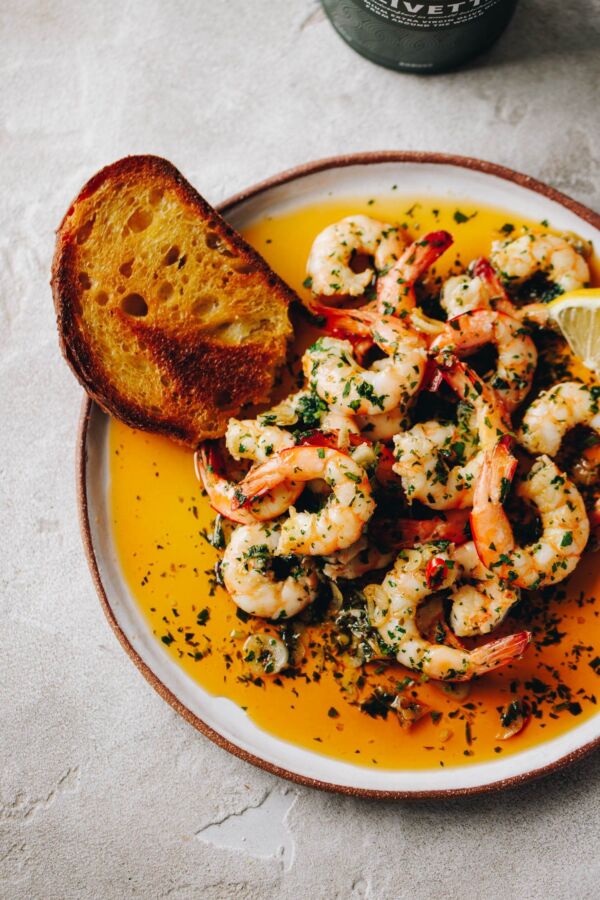 Assiette gambas chef étoilé